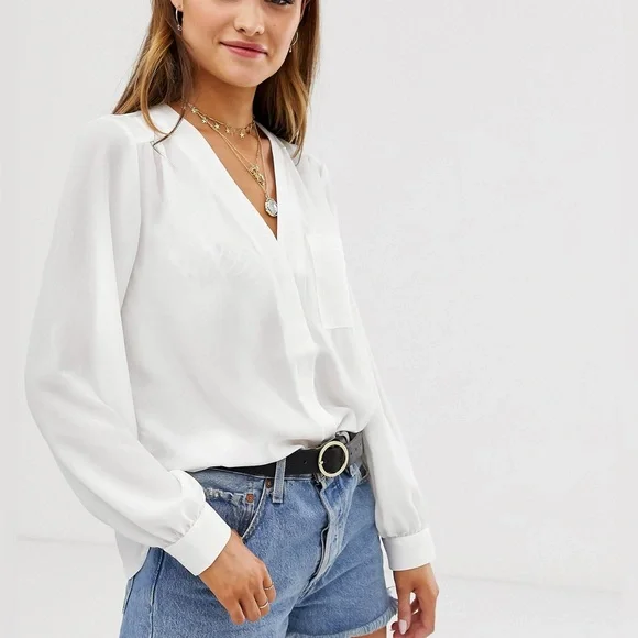 ASOS Tops Asos White Long Sleeve Work Top Poshmark - Main Image